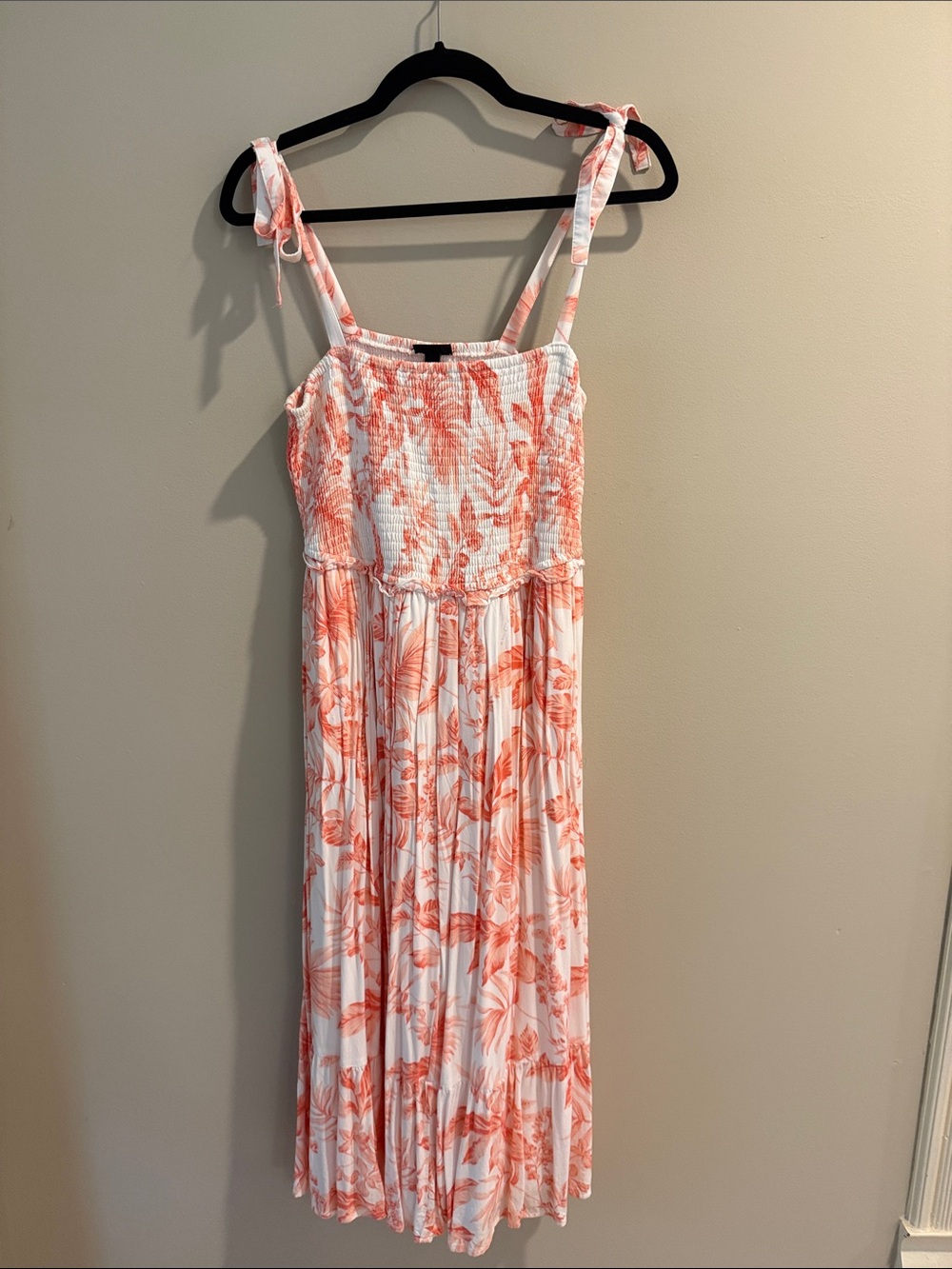 torrid White and Coral Floral Tie-Shoulder Maxi Dress